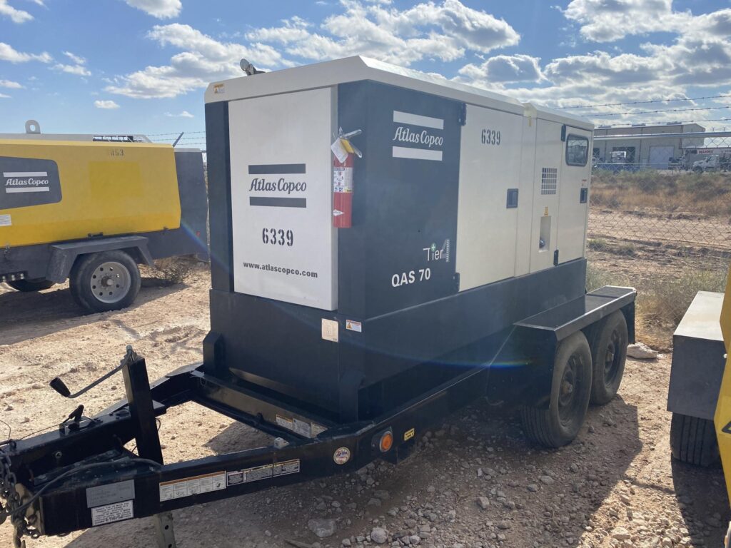 2014 Atlas Copco QAS70 Trailer Mounted Generator