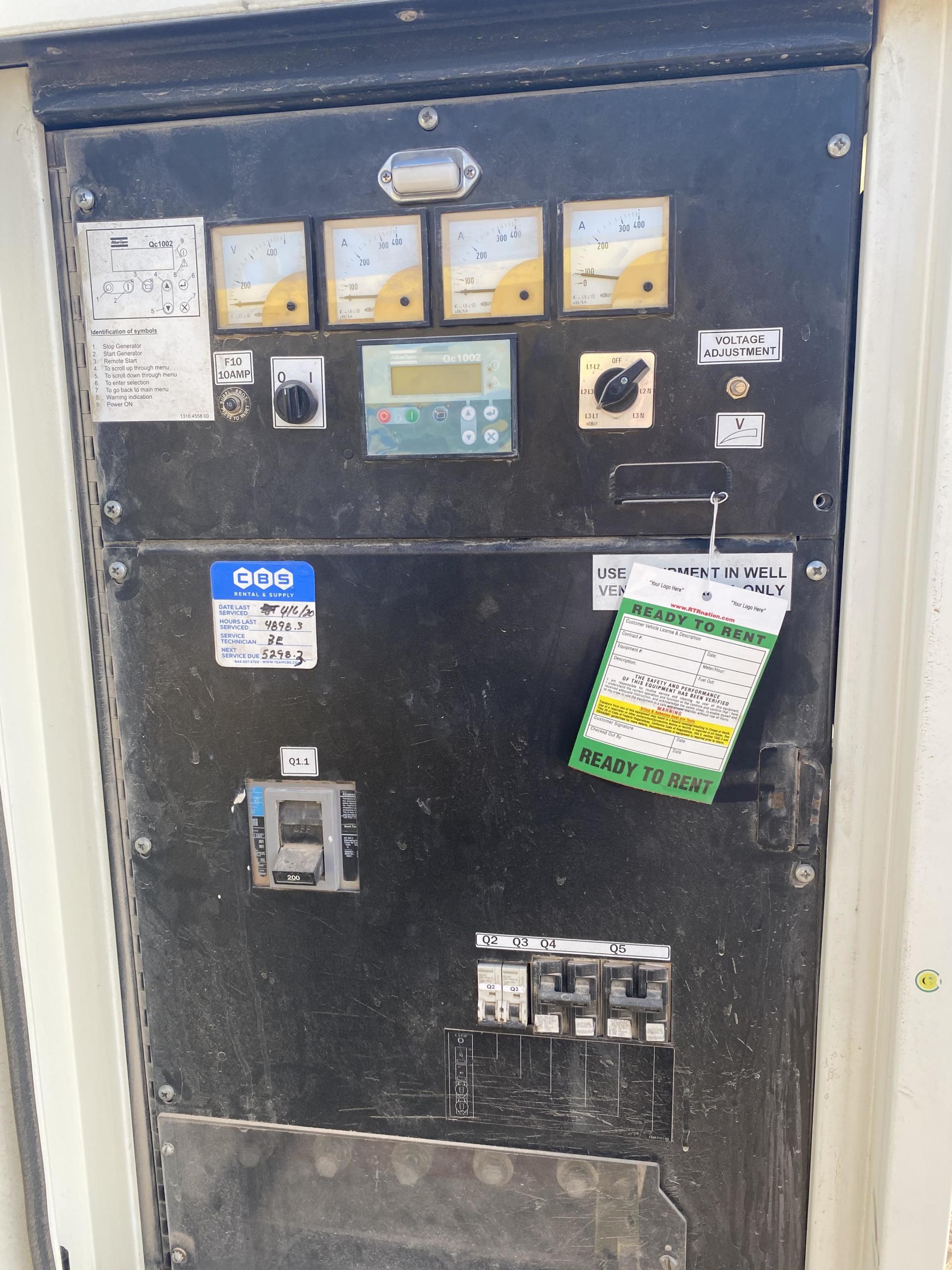 2014 Atlas Copco QAS70 Trailer Mounted Generator